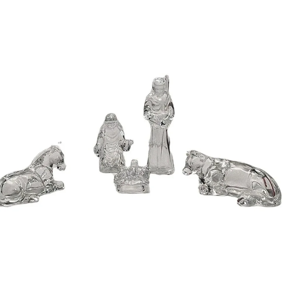 Cristal D'Arques 5 Piece Nativity Scene Set 24% Lead Crystal France Chirstmas